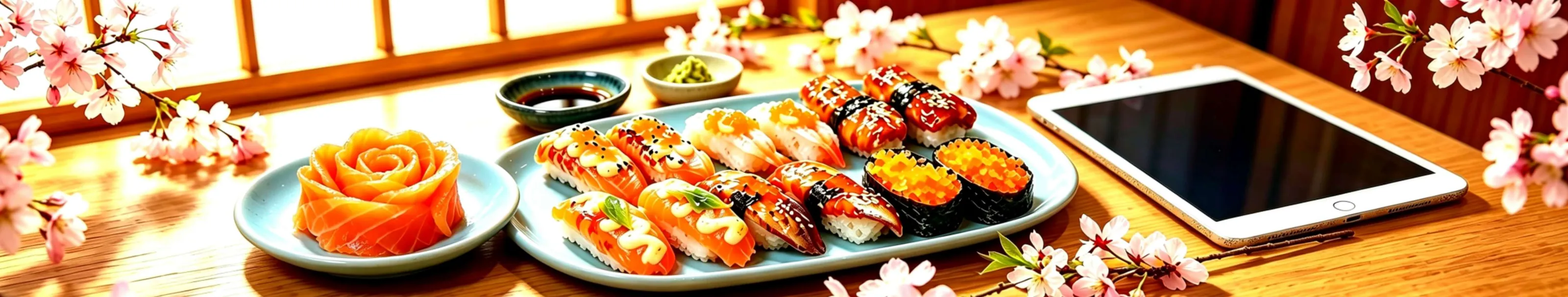 Sushi and cherry blossoms · illustration