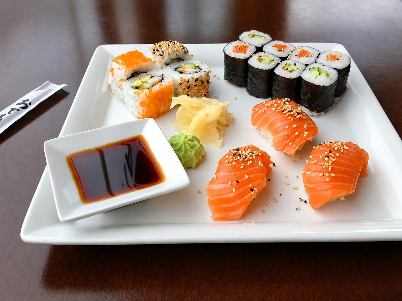 Sushi on a white plate · illustration